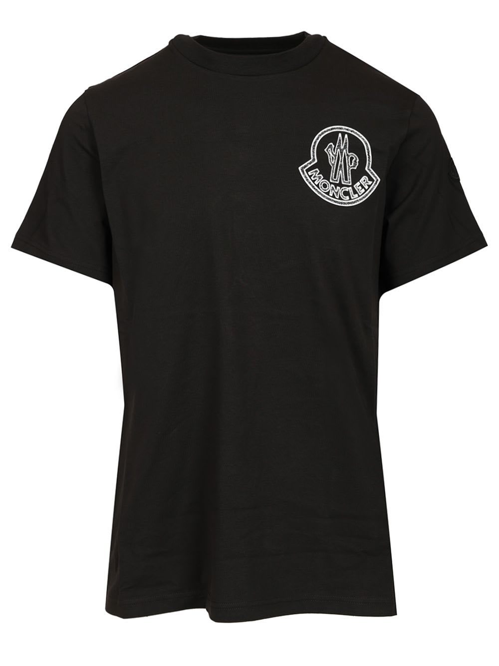 Moncler Logo Cotton T-shirt In Black