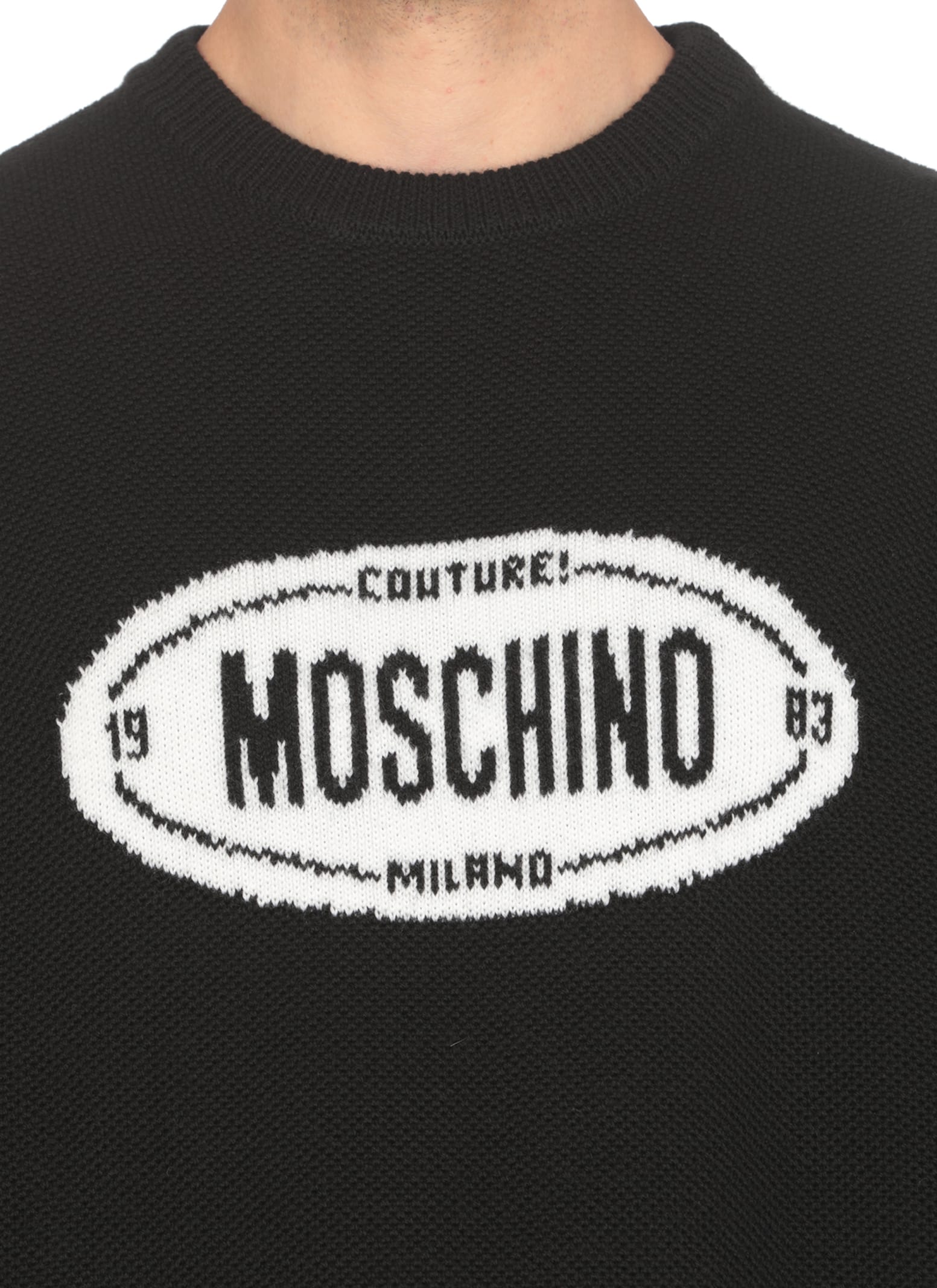 Shop Moschino Logoed Sweater In Black