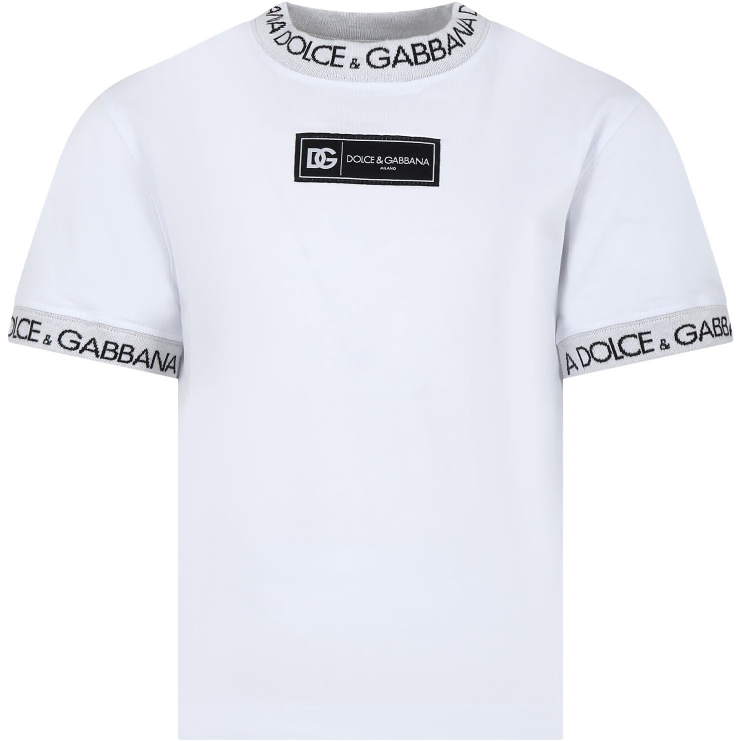 Shop Dolce & Gabbana White T-shirt For Kids With Logo
