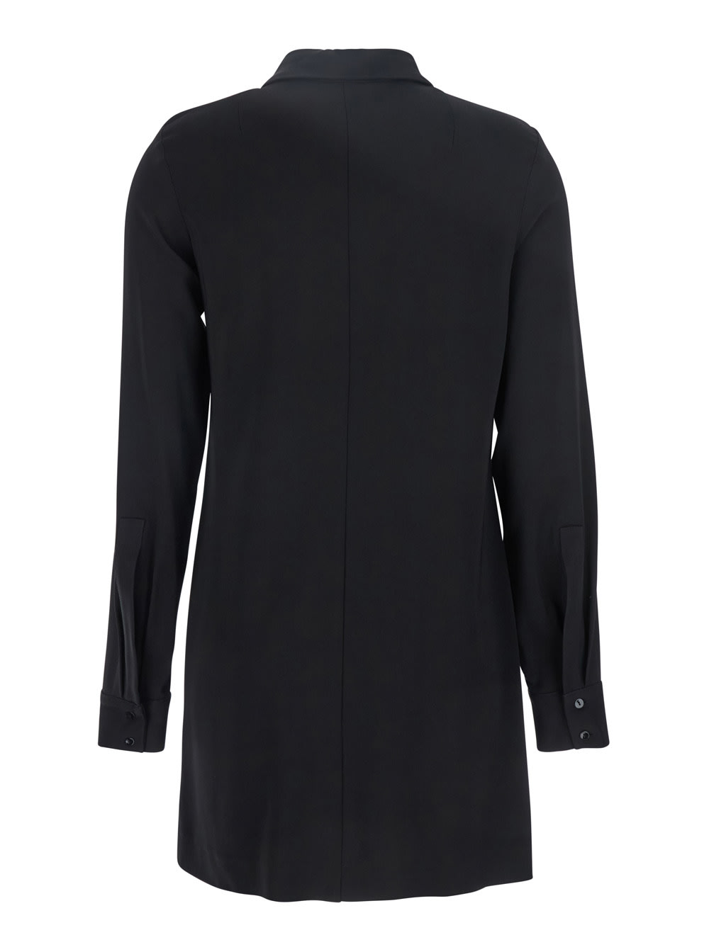 Merci Black Dress With Classic Collar And Front Button Closure In Fabric Woman In Black