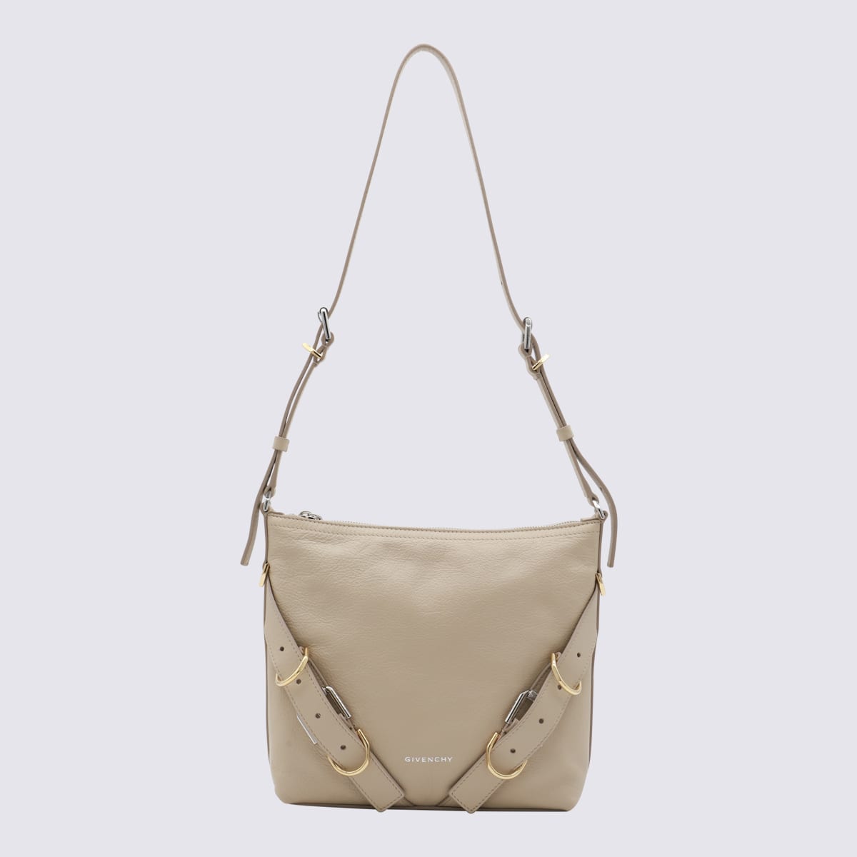 Shop Givenchy Beige Leather Voyou Crossbody Bag In Natural Beige