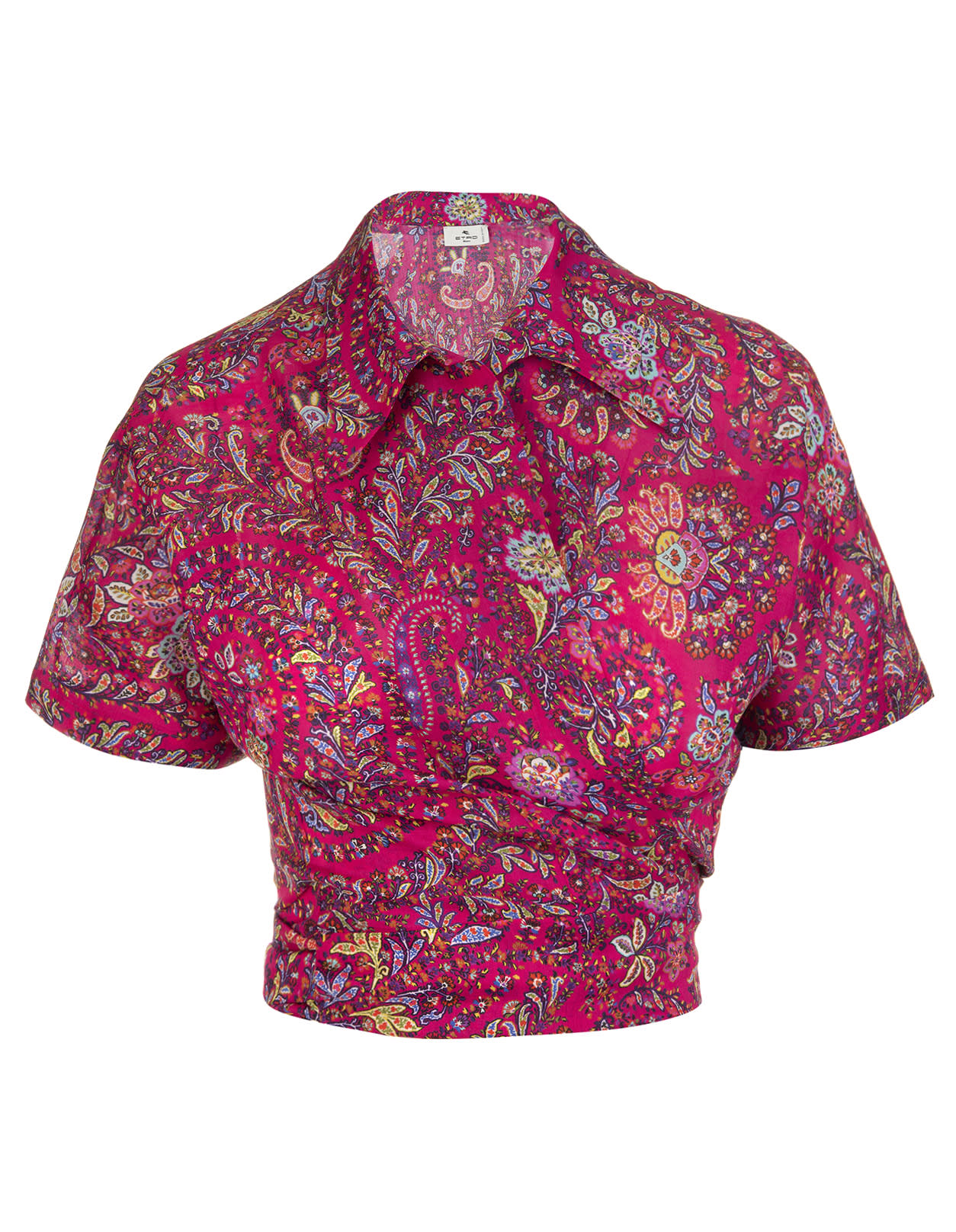 Etro Fuchsia Crossed Shirt With Paisley Print