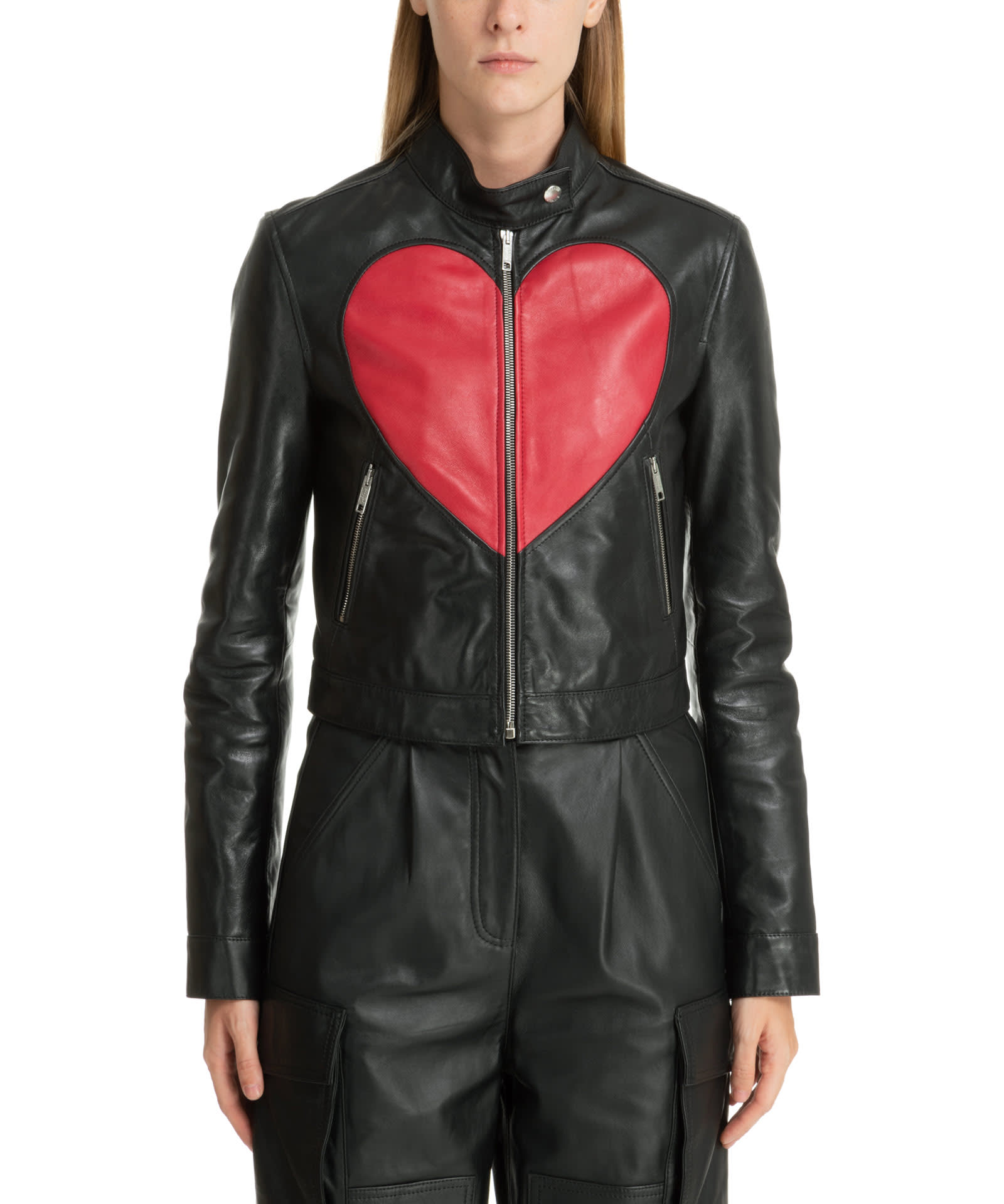 MOSCHINO LEATHER LEATHER JACKETS