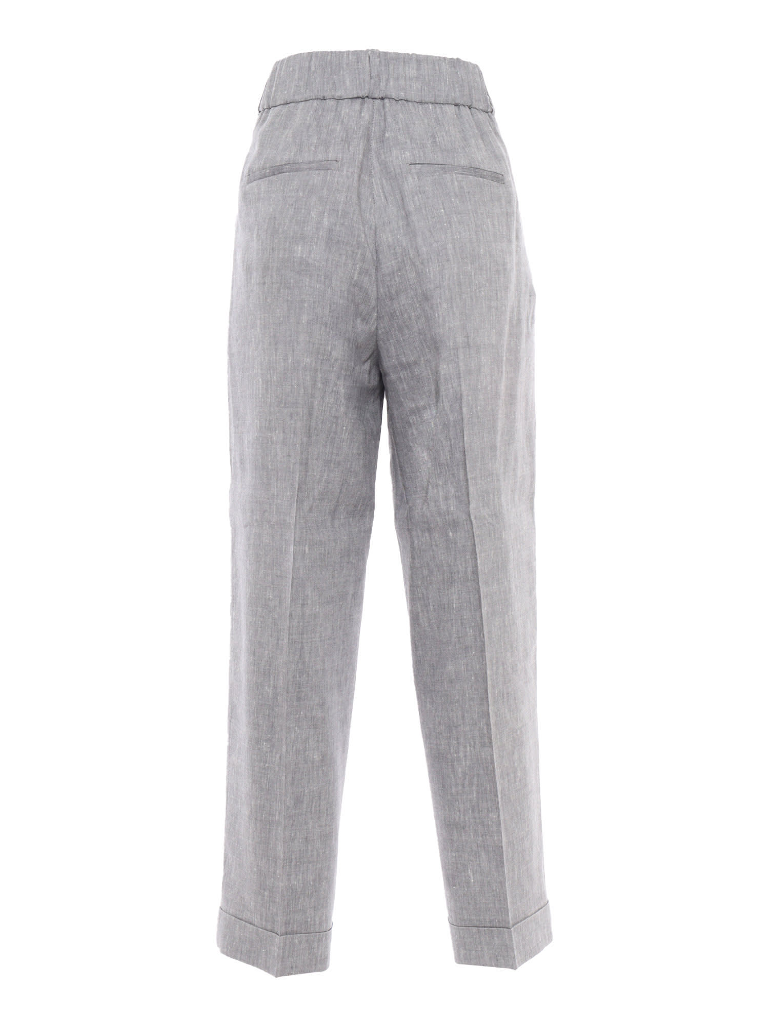 Peserico Cropped Grey Trousers With Tailored Silhouette In Blue
