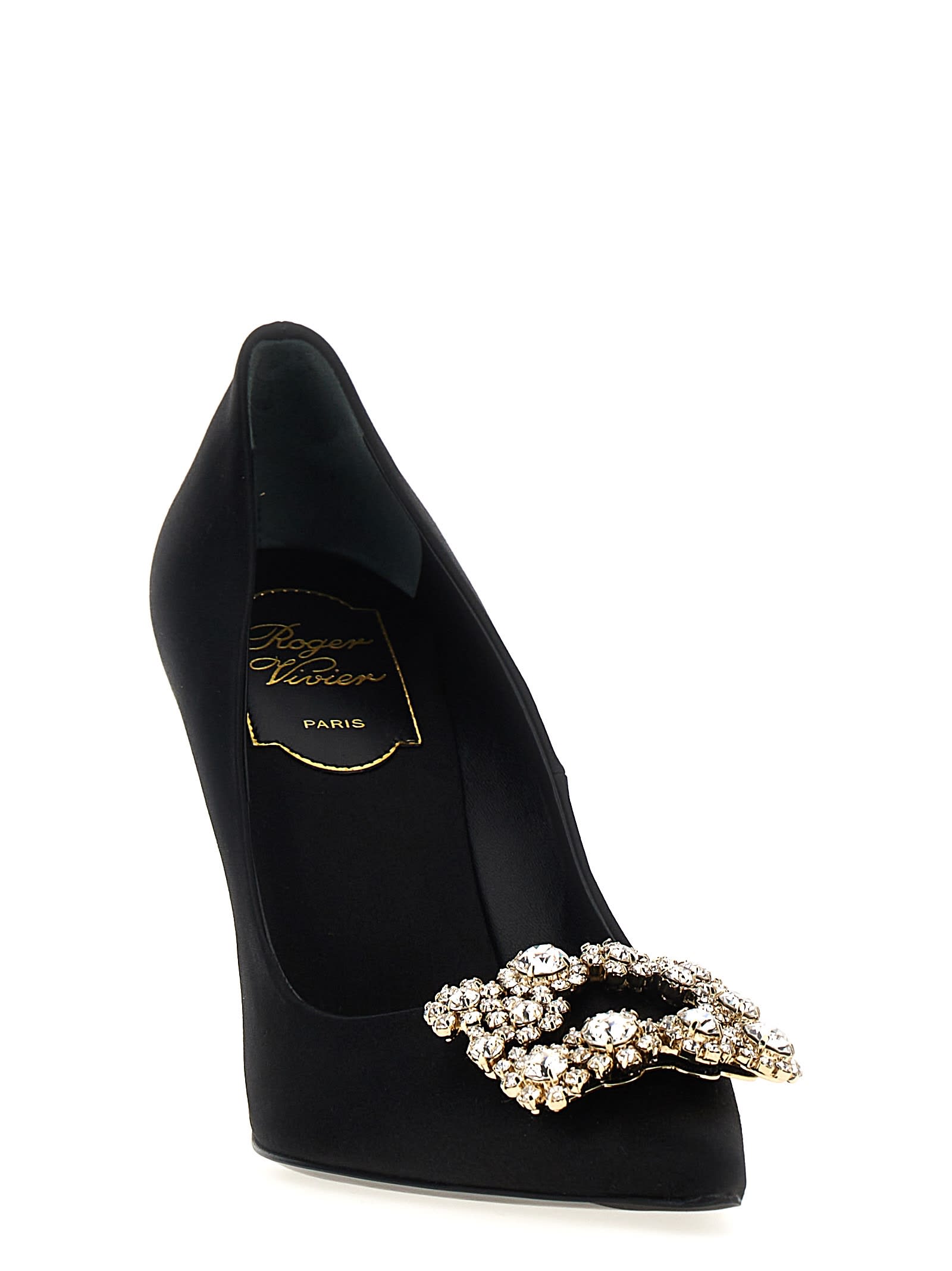 Shop Roger Vivier Flower Strass Pumps In Black