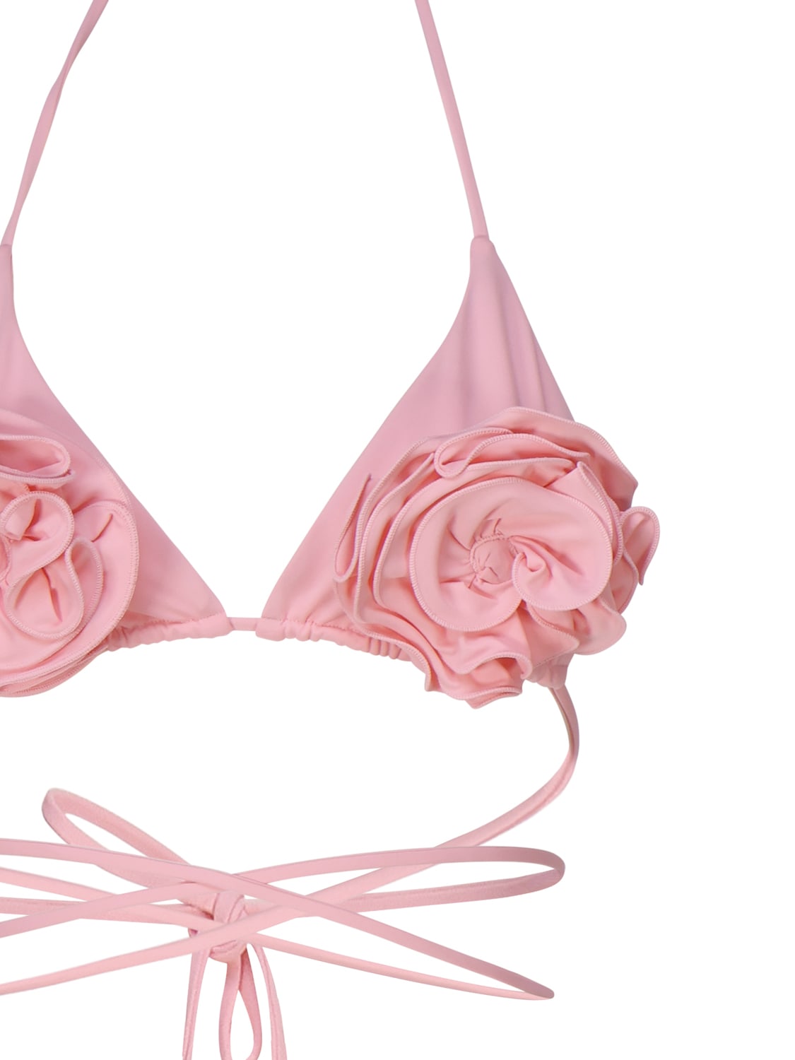 Shop Magda Butrym Triangle Bikini Top With Floral Straps In Pink