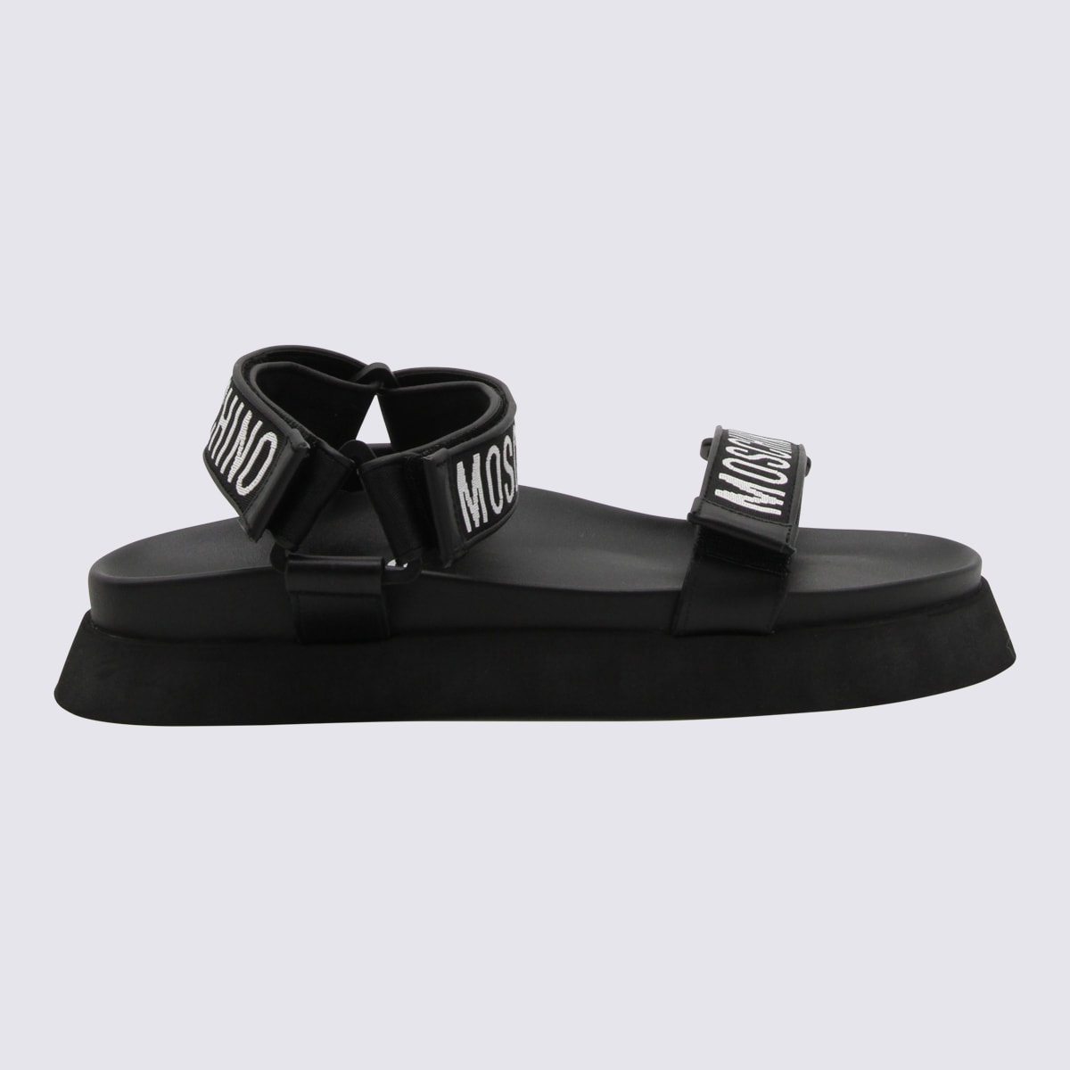 Black Rubber Logo Sandals