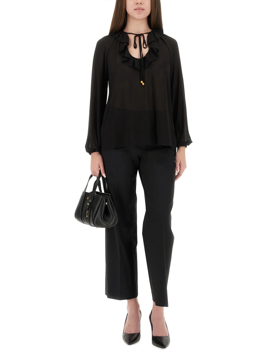 Michael Kors Ruffle Blouse In Black