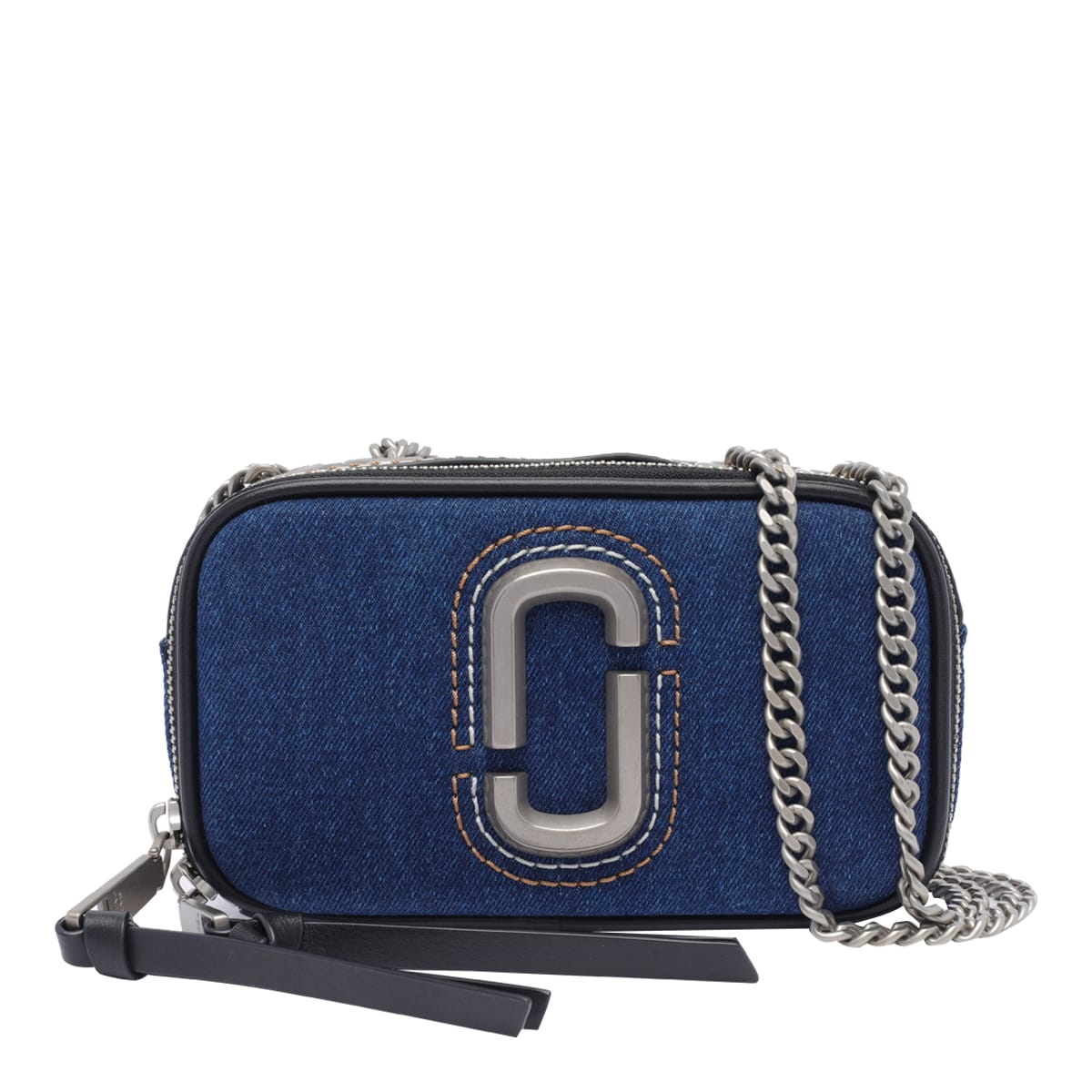 Shop Marc Jacobs The Denim Chain Snapshot Bag In Blue