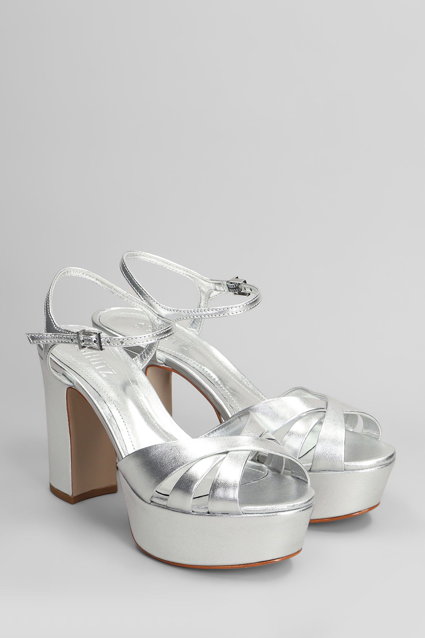 Schutz Keefa Platform Sandals In Silver
