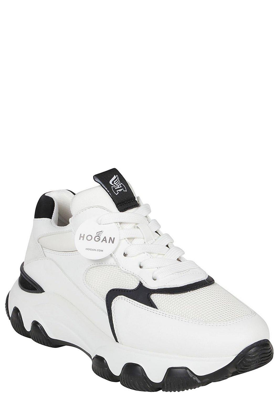 Shop Hogan Logo Detailed Lace-up Sneakers In White