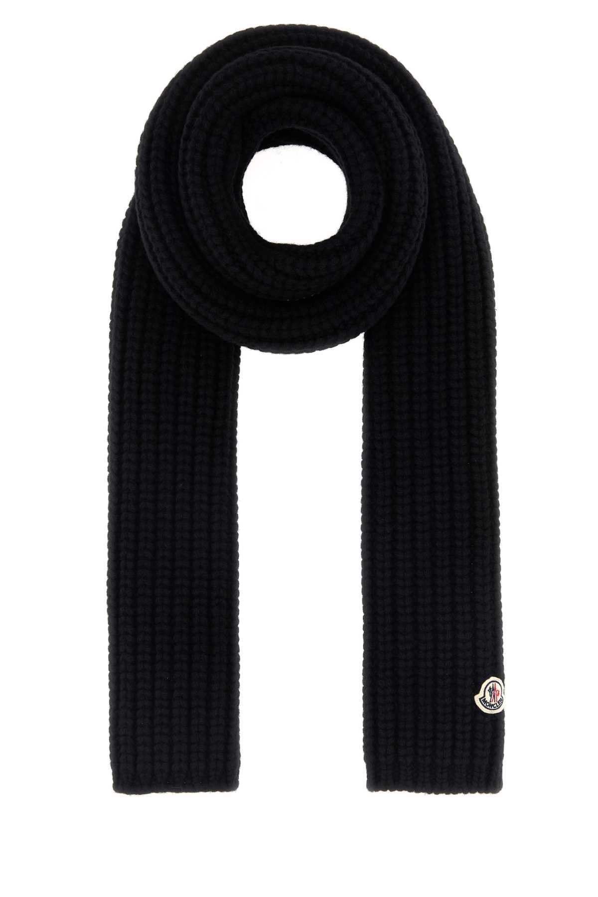 Moncler Textured Wool Blend Scarf Accessory In Black