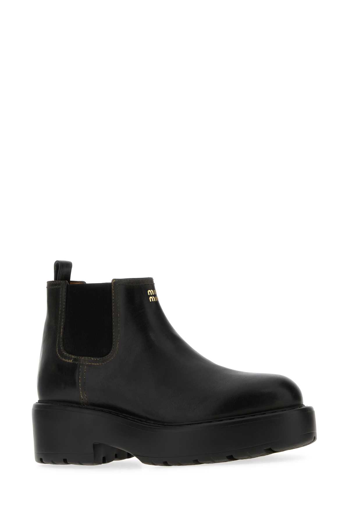Miu Miu Ankle Boots With Chunky Sole And Pull Tab In Black