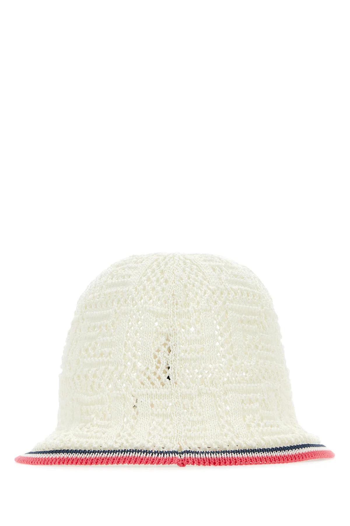 Shop Fendi White Crochet Bucket Hat In Bianco