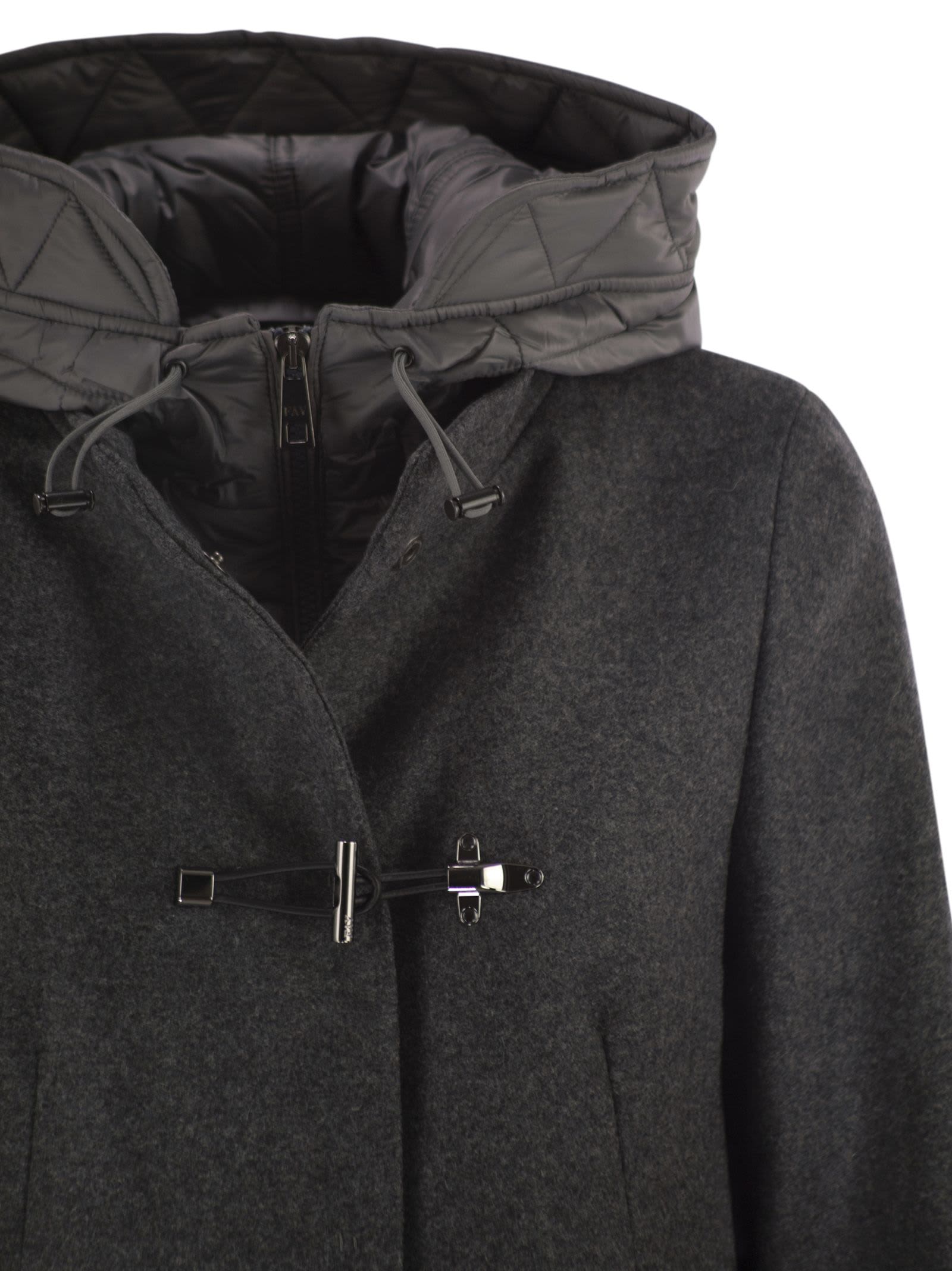 Fay Toggle Coat In Mélange Wool Cloth In Gray