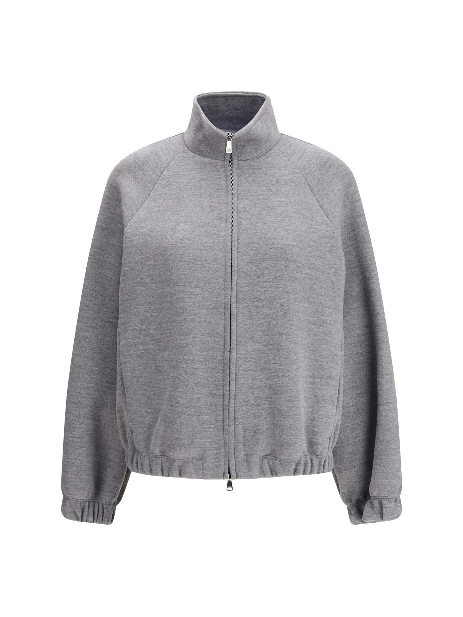 Max Mara Sweatshirt In Double Wool And Cotton Jersey In Gray