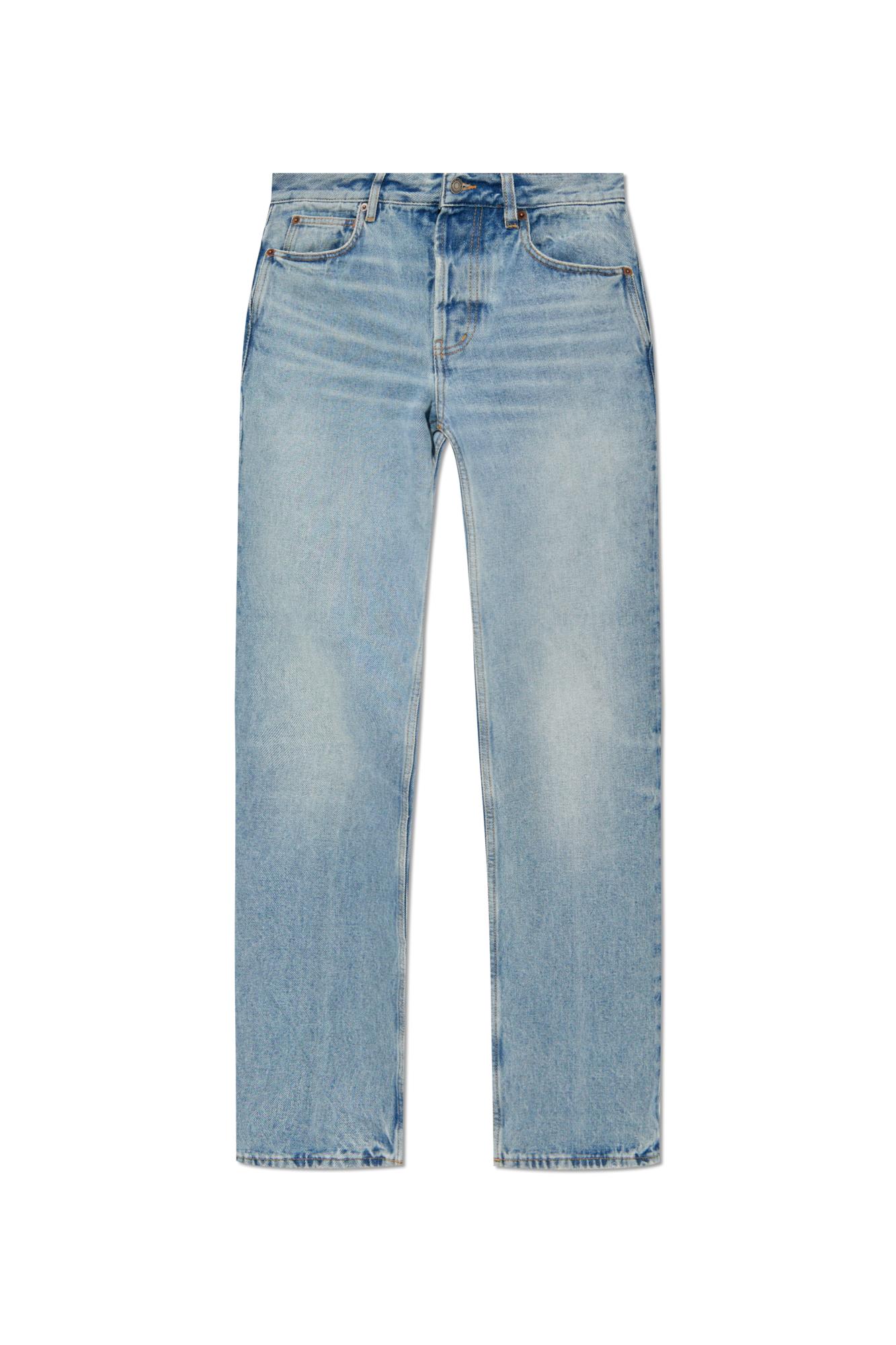 Shop Saint Laurent Jeans With Vintage Effect In Sicily Blue