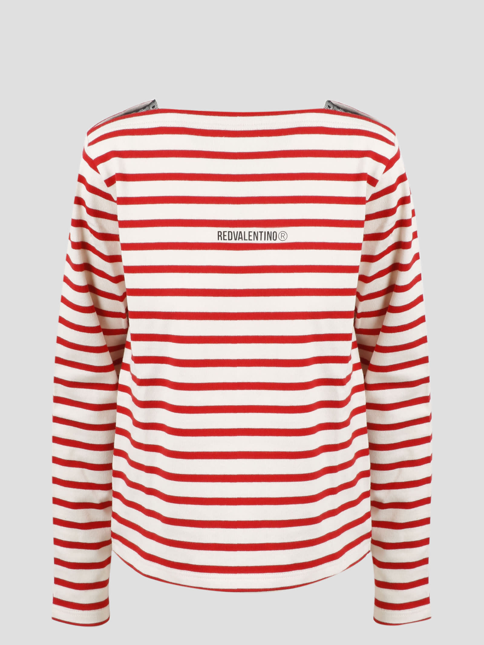 RED Valentino Logo Print Striped T-shirt