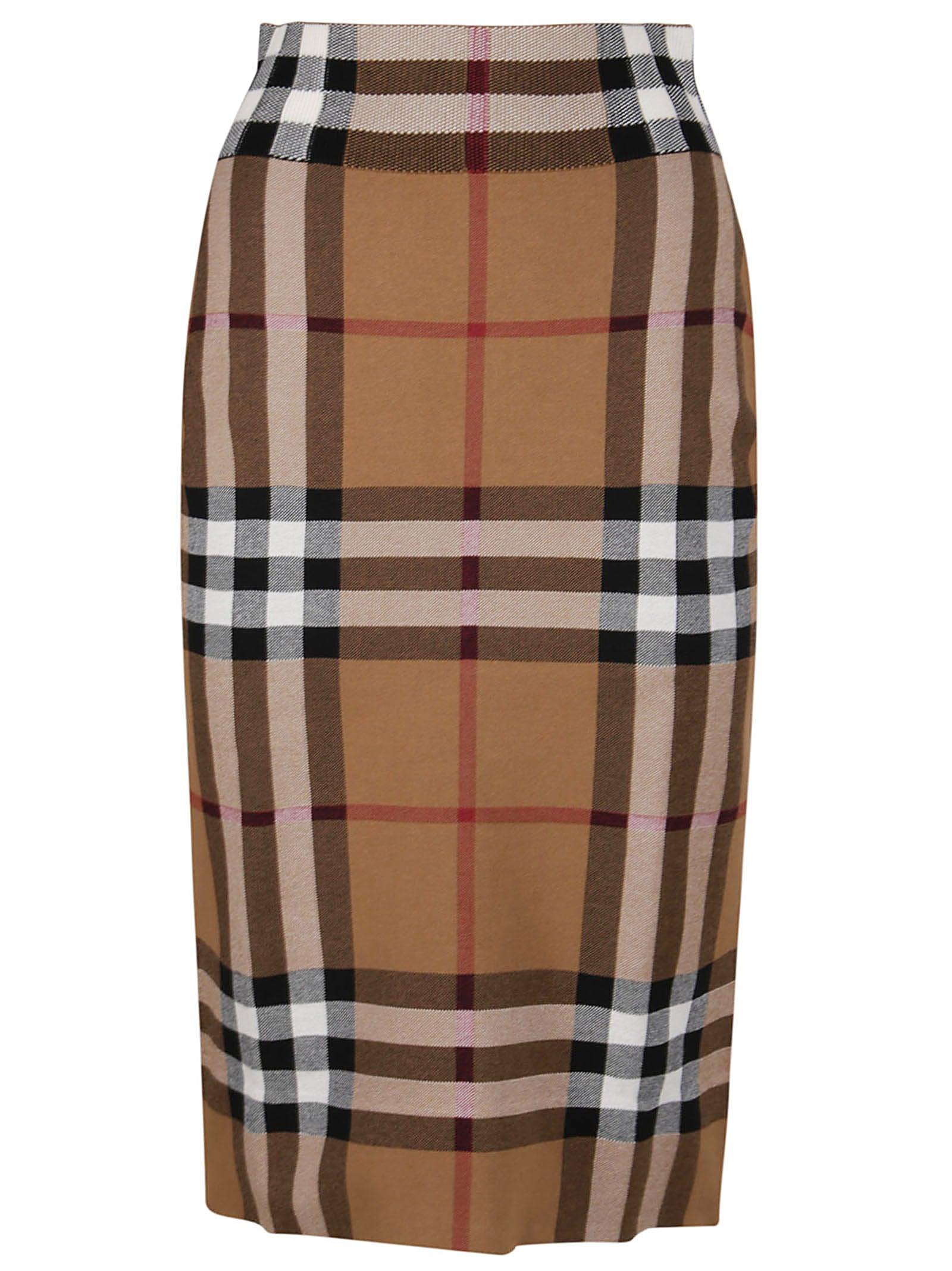 Burberry Check Jacquard Fitted Skirt