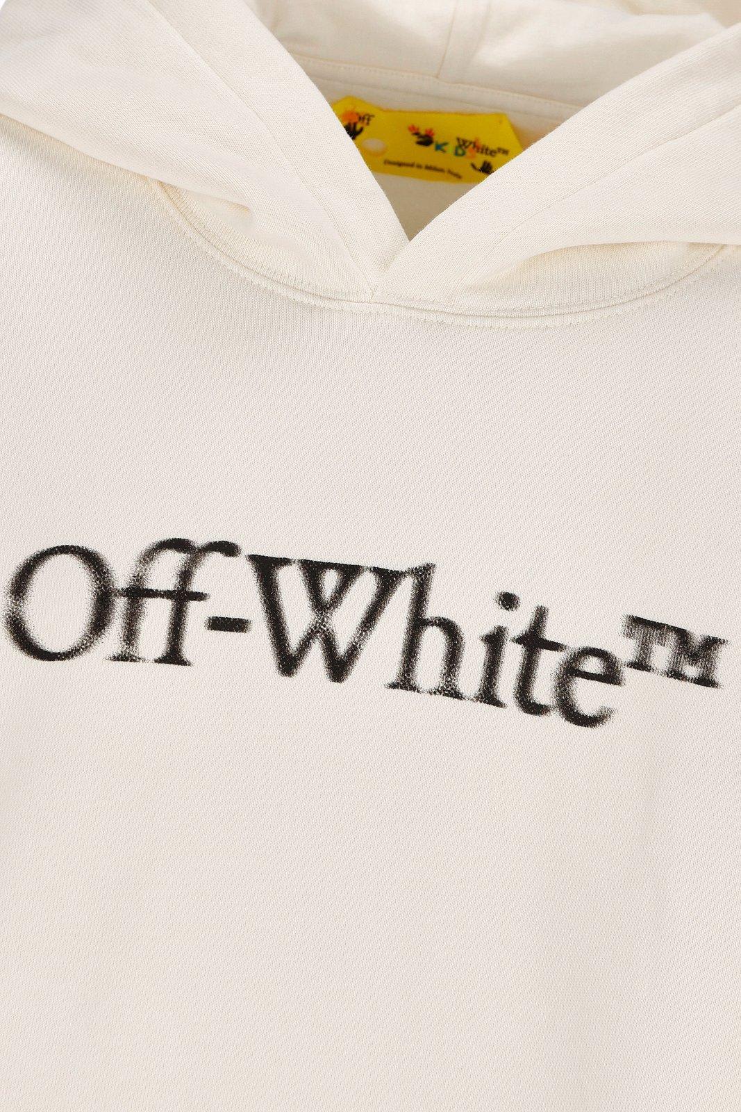 Shop Off-white Long-sleeved Logo-printed Hoodie In White