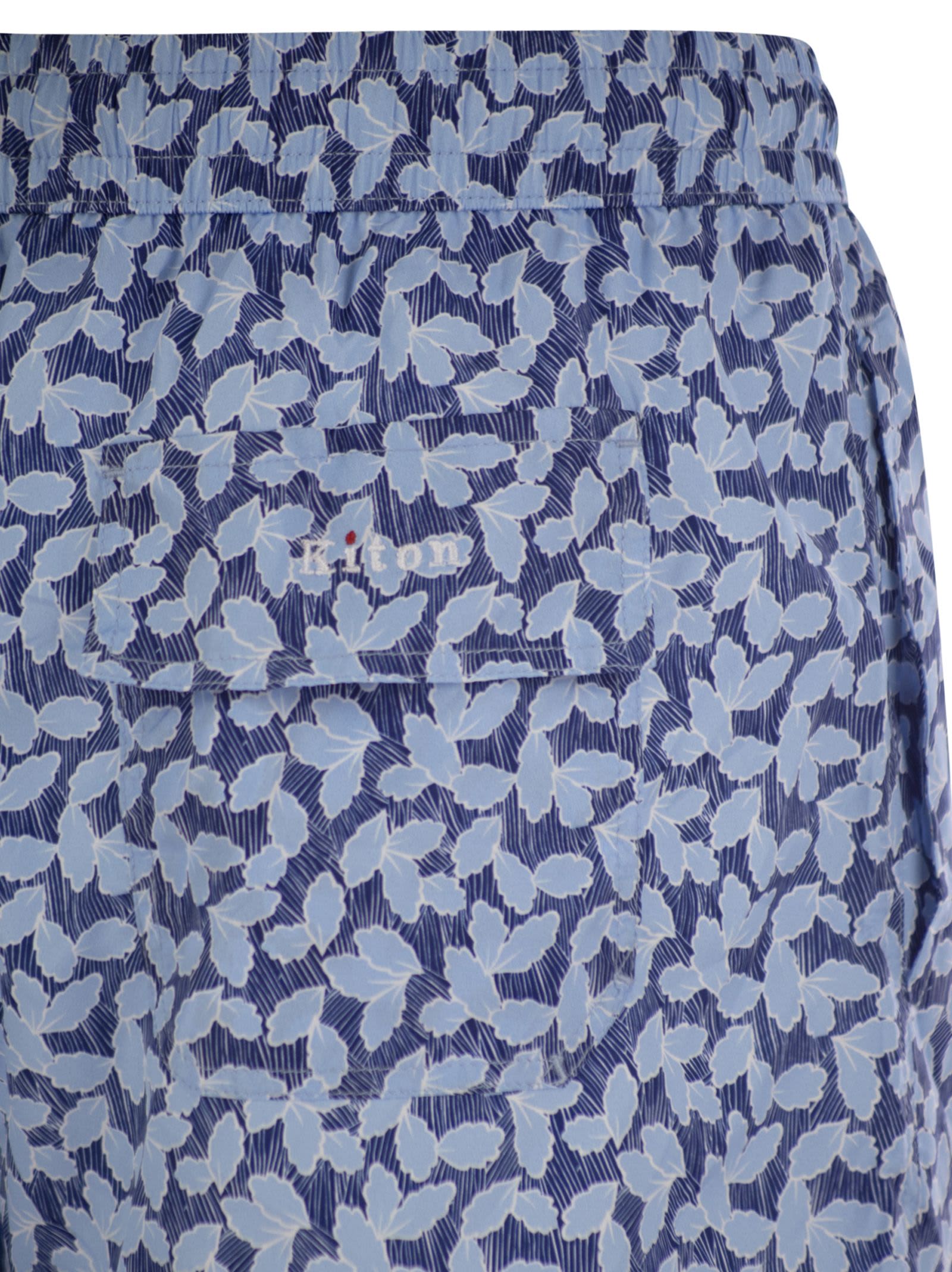 Shop Kiton Patterned Beach Boxers In Blue