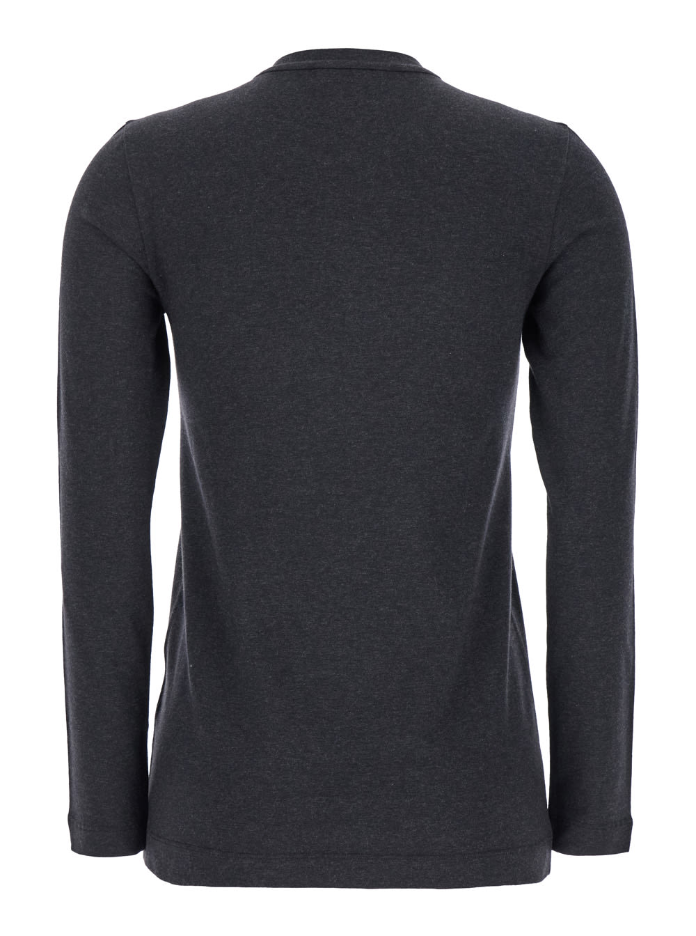 Shop Brunello Cucinelli Grey Crewneck T-shirt With Long Sleeves In Cotton Stretch Woman