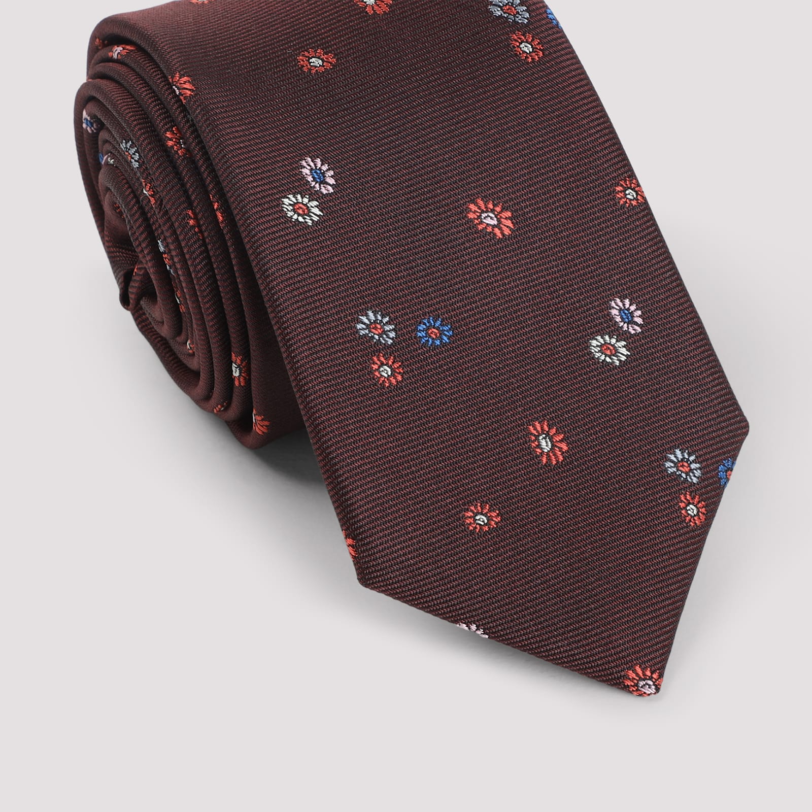 Paul Smith Flower Pattern Tie In Brown