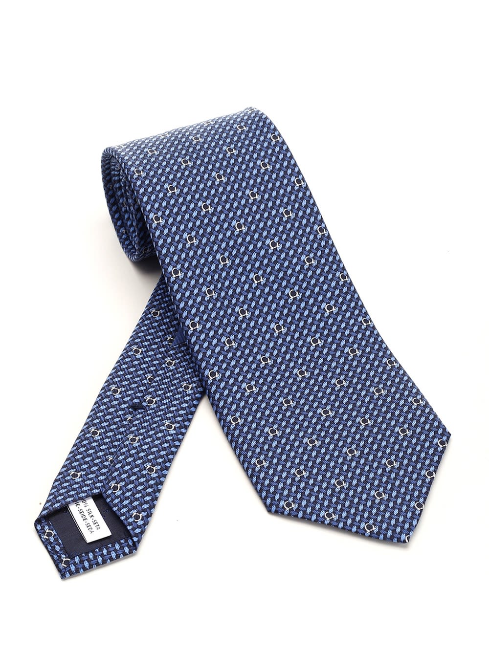 Shop Ferragamo Gancini Silk Tie In Blue