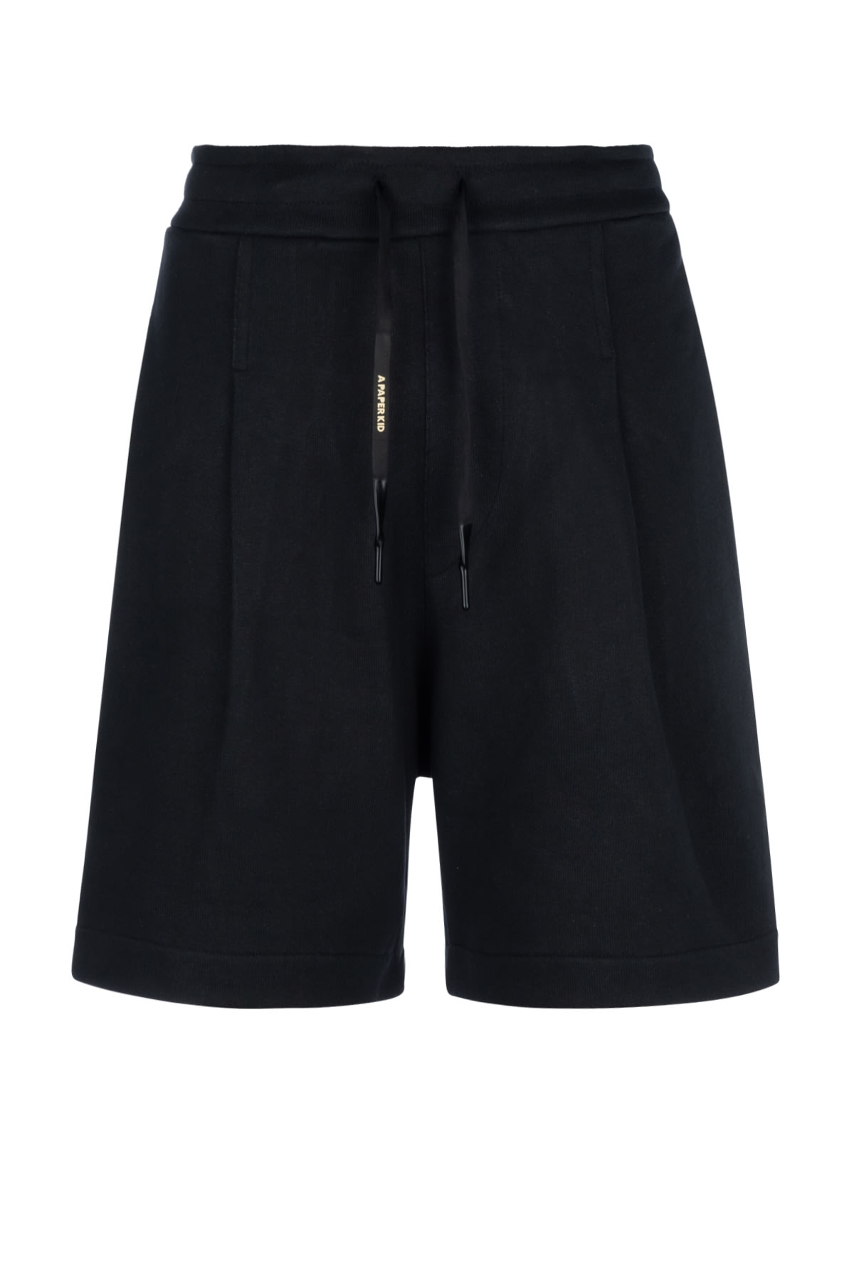 A Paper Kid Black Shorts With Back Logo Label In Nero