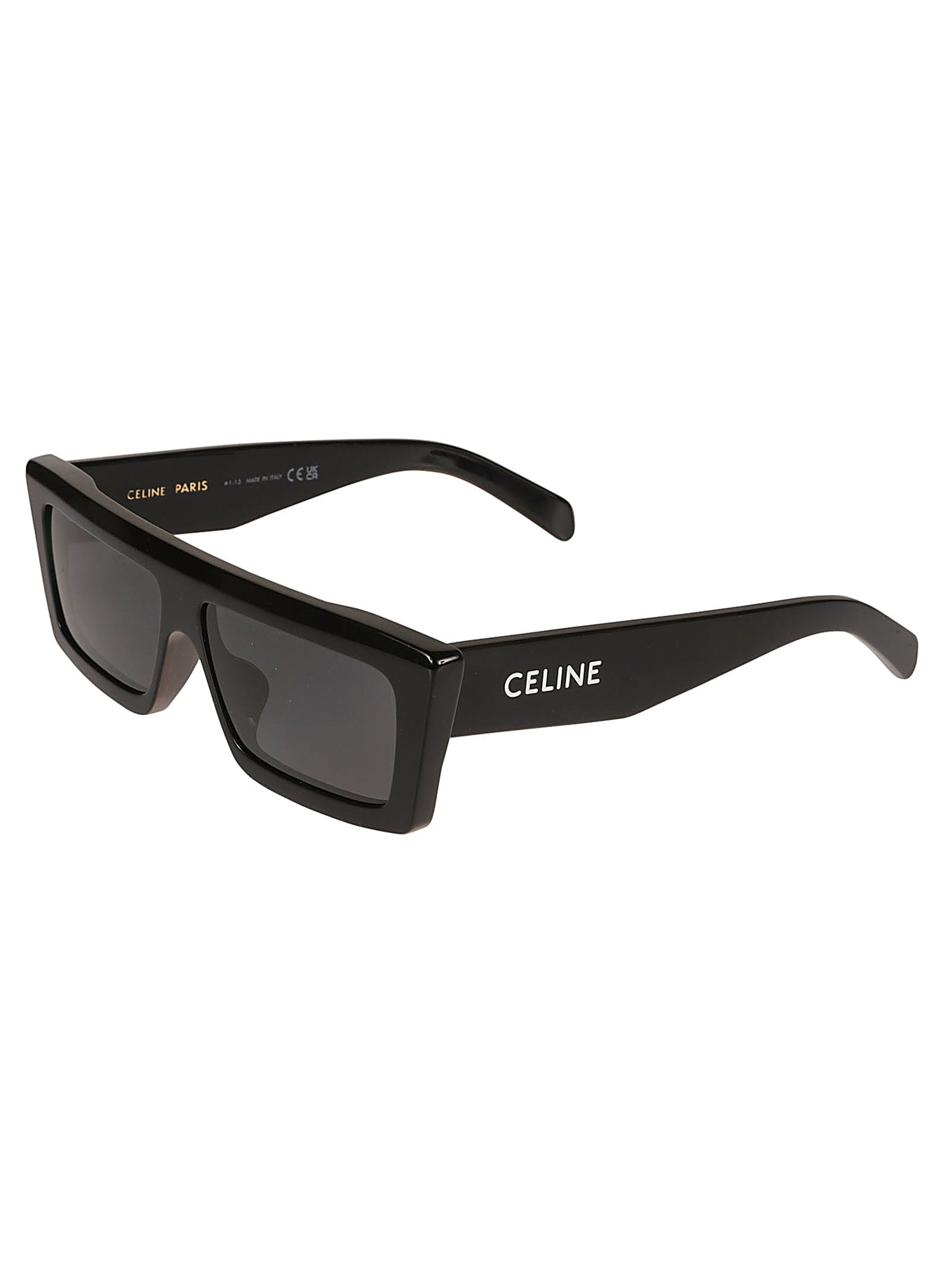 Celine Flat Top Rectangular Lens Sunglasses In Black