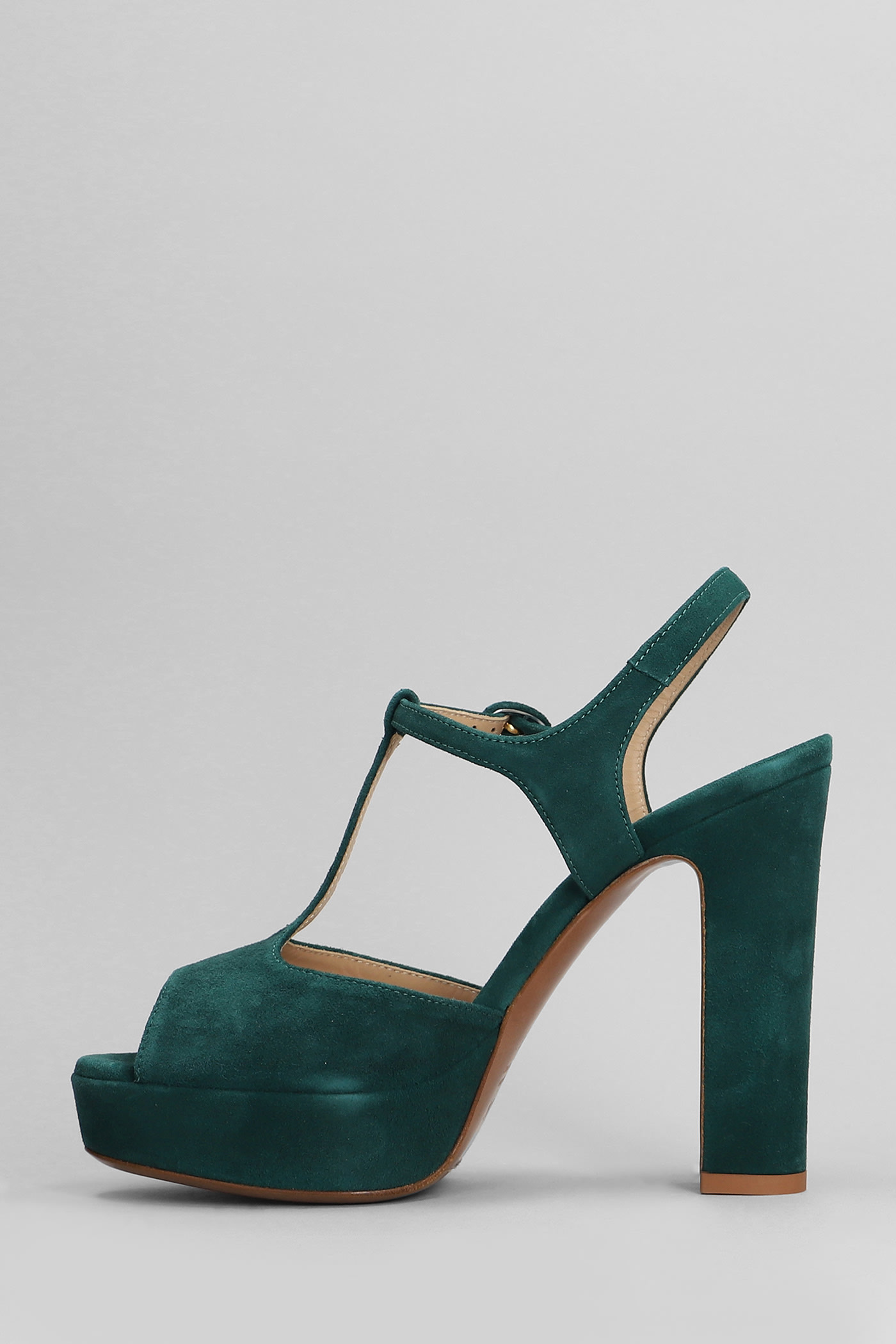 Shop Relac Sandals In Green Suede