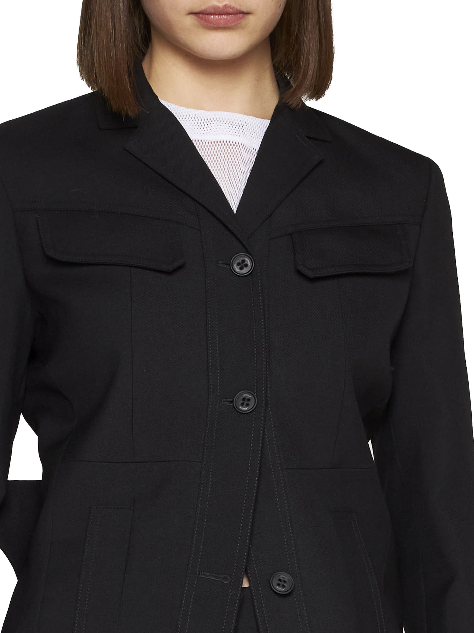 Off-white Wool Single-breasted Blazer In Black