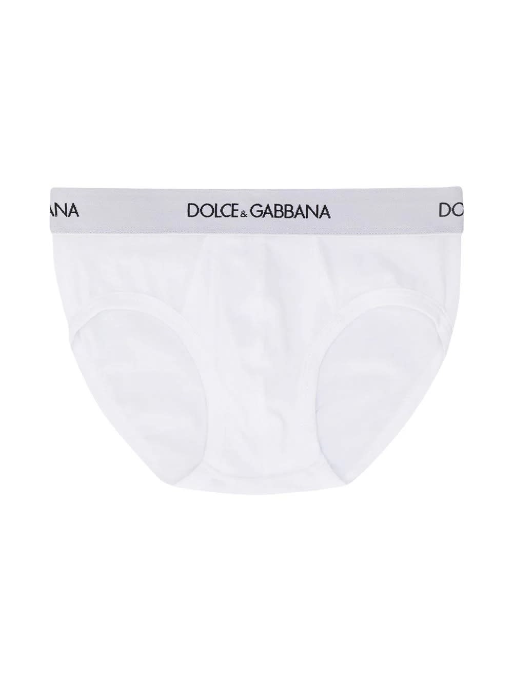Shop Dolce & Gabbana White Bi-pack Briefs With Logo