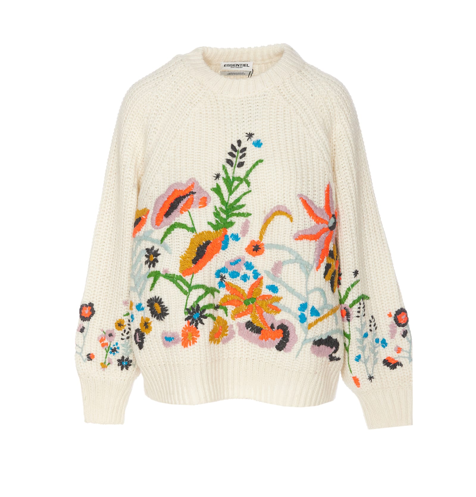 Shop Essentiel Antwerp Glossy Embroidered Sweater In White