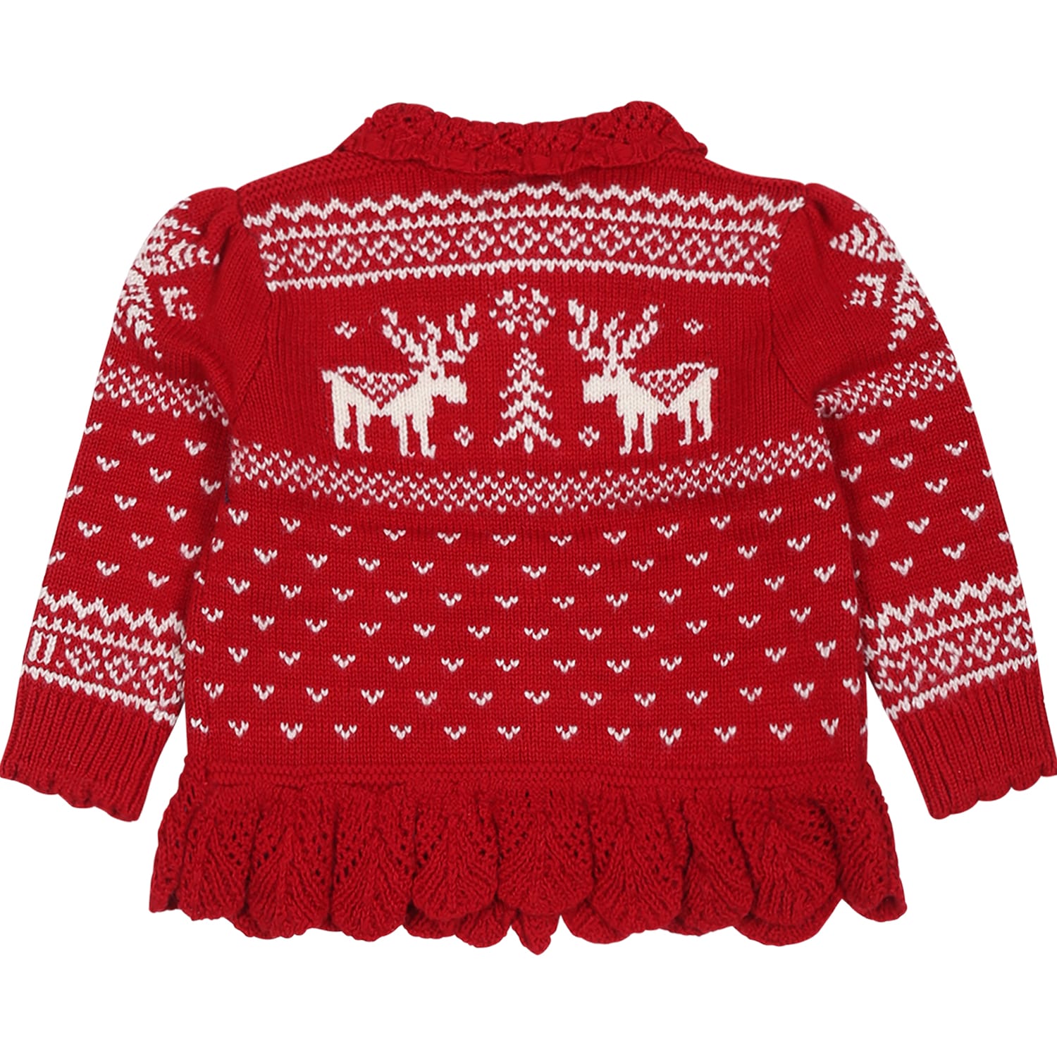 Shop Ralph Lauren Red Cardigan For Baby Girl With Reindeer