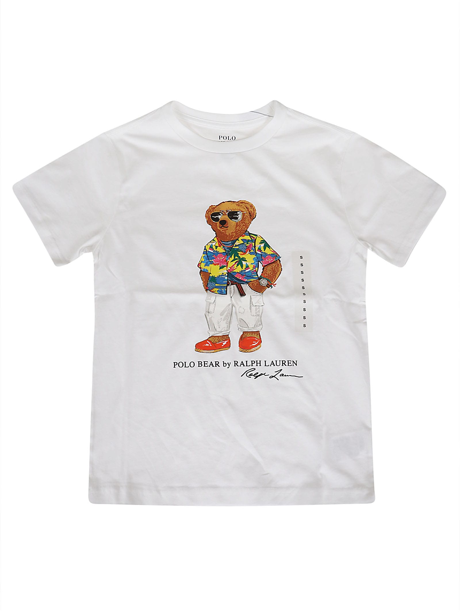 Shop Ralph Lauren Ss Cn-knit Shirts-t-shirt In Bear White