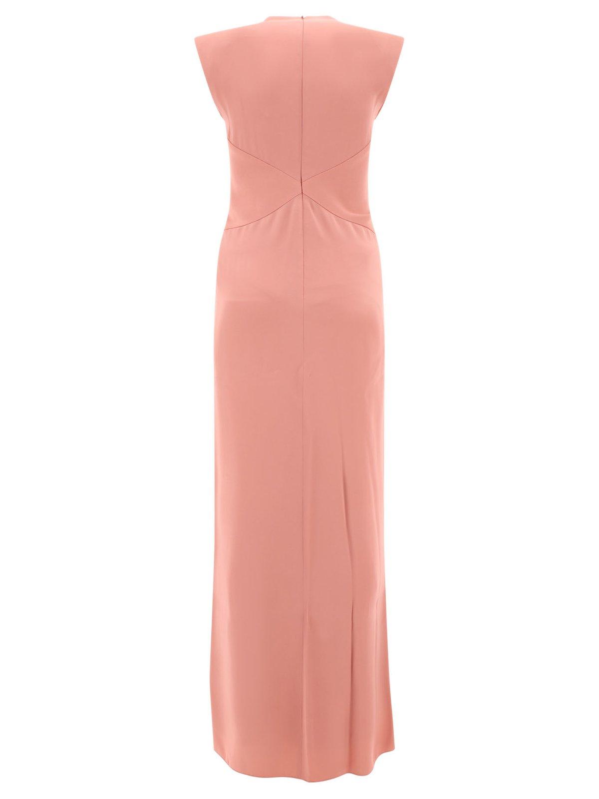 Shop Max Mara Pilard V-neck Sleeveless Dress In Blush