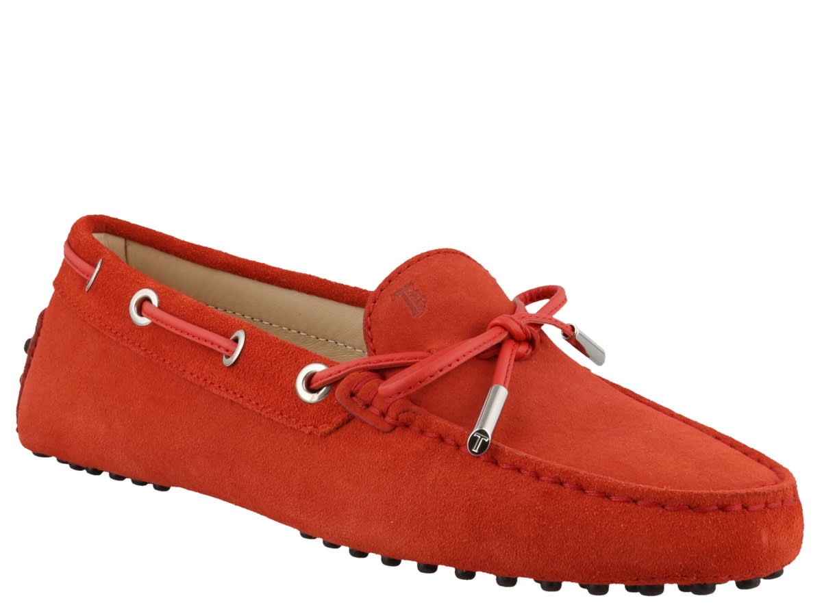 tods red loafers