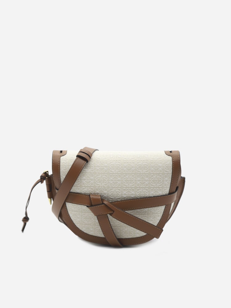 Loewe Small Gate Anagram Bag In Cotton Canvas