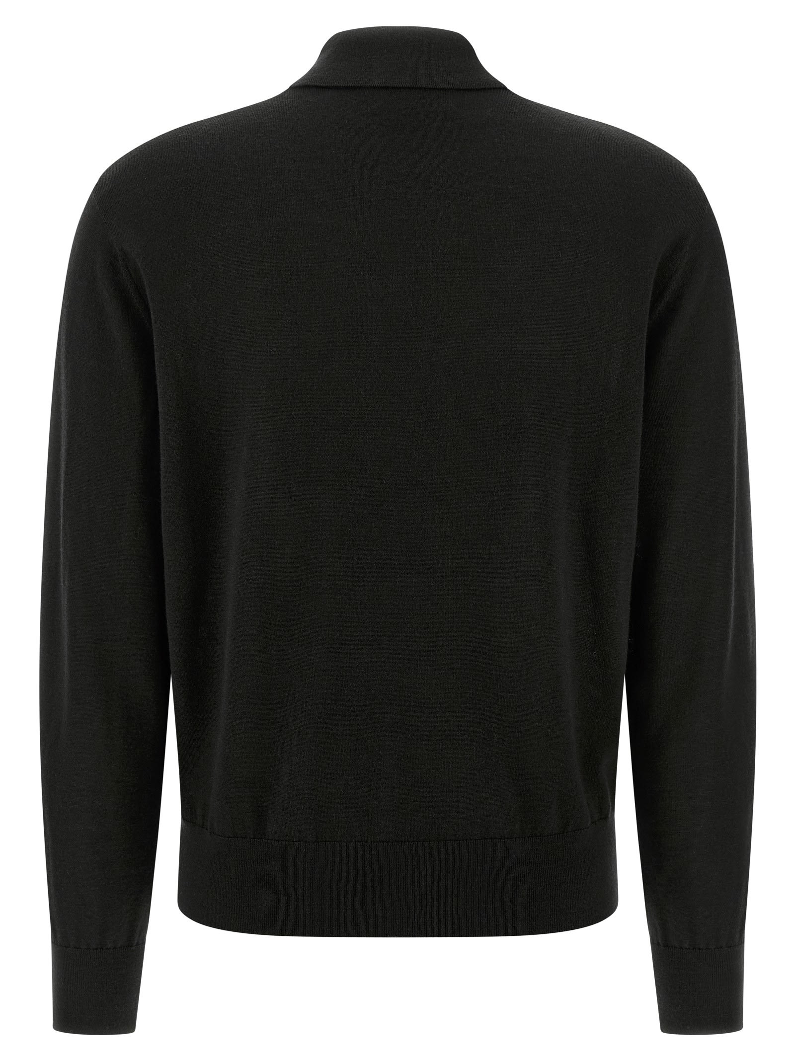 Dries Van Noten Long-sleeved Polo Sweater In Black