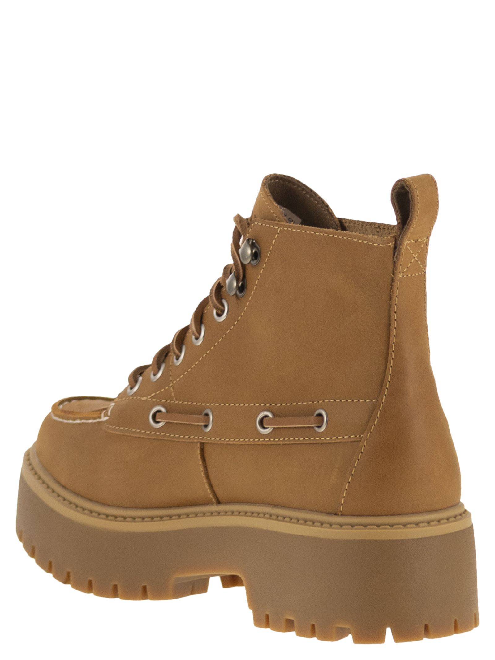 Timberland Women's Stone Street Mid Lace-up Waterproof Boot In Wheat Nubuck, Women's At Urban Outfitters In Yellow