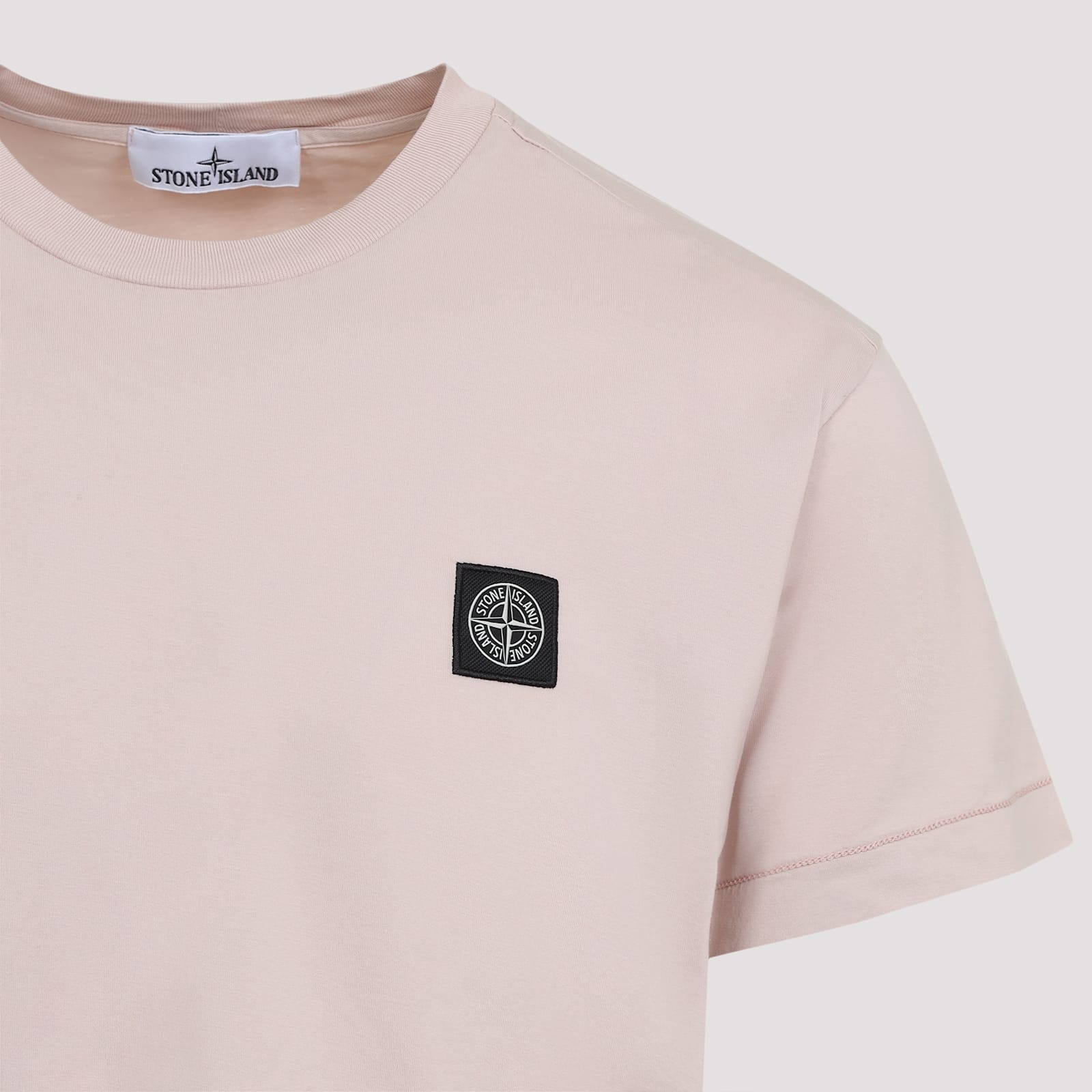 Stone Island Logo Patch Crewneck T-shirt In Antique Rose