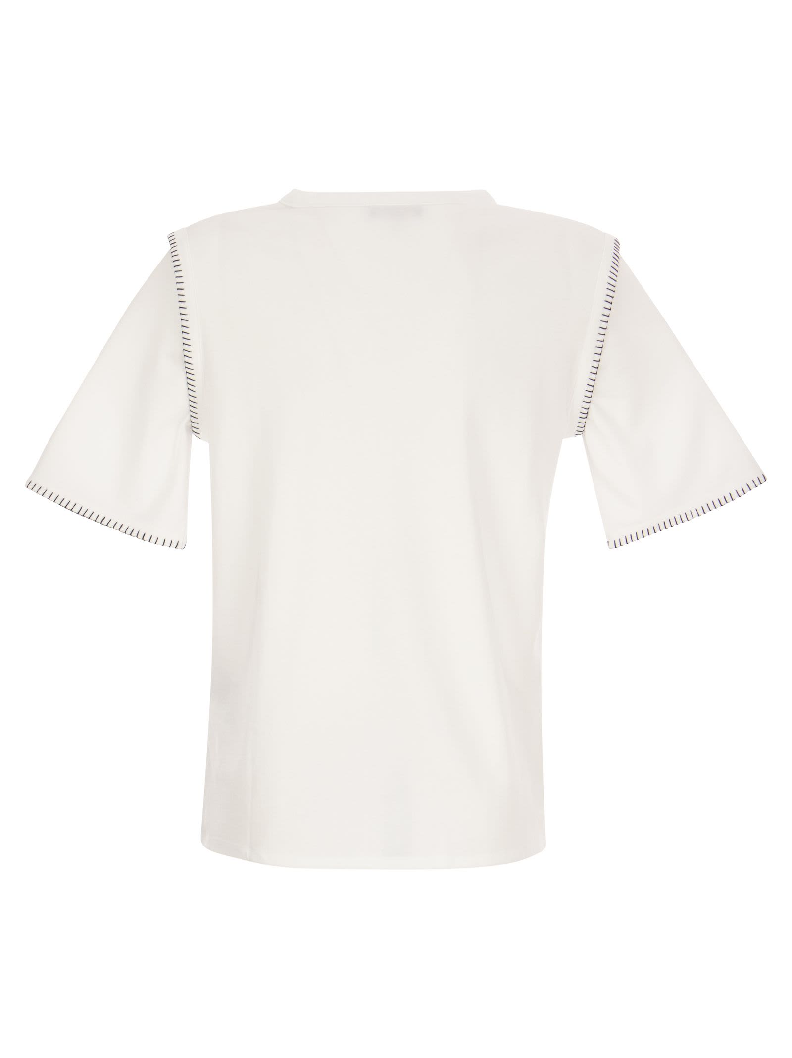 Shop Fay T-shirt With Contrast Stitching In White