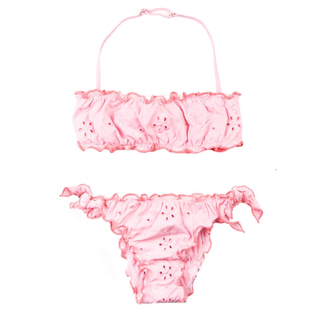 Mc2 Saint Barth Kids' Frou Frou Bandeau Bikini Pink Sangallo | ModeSens