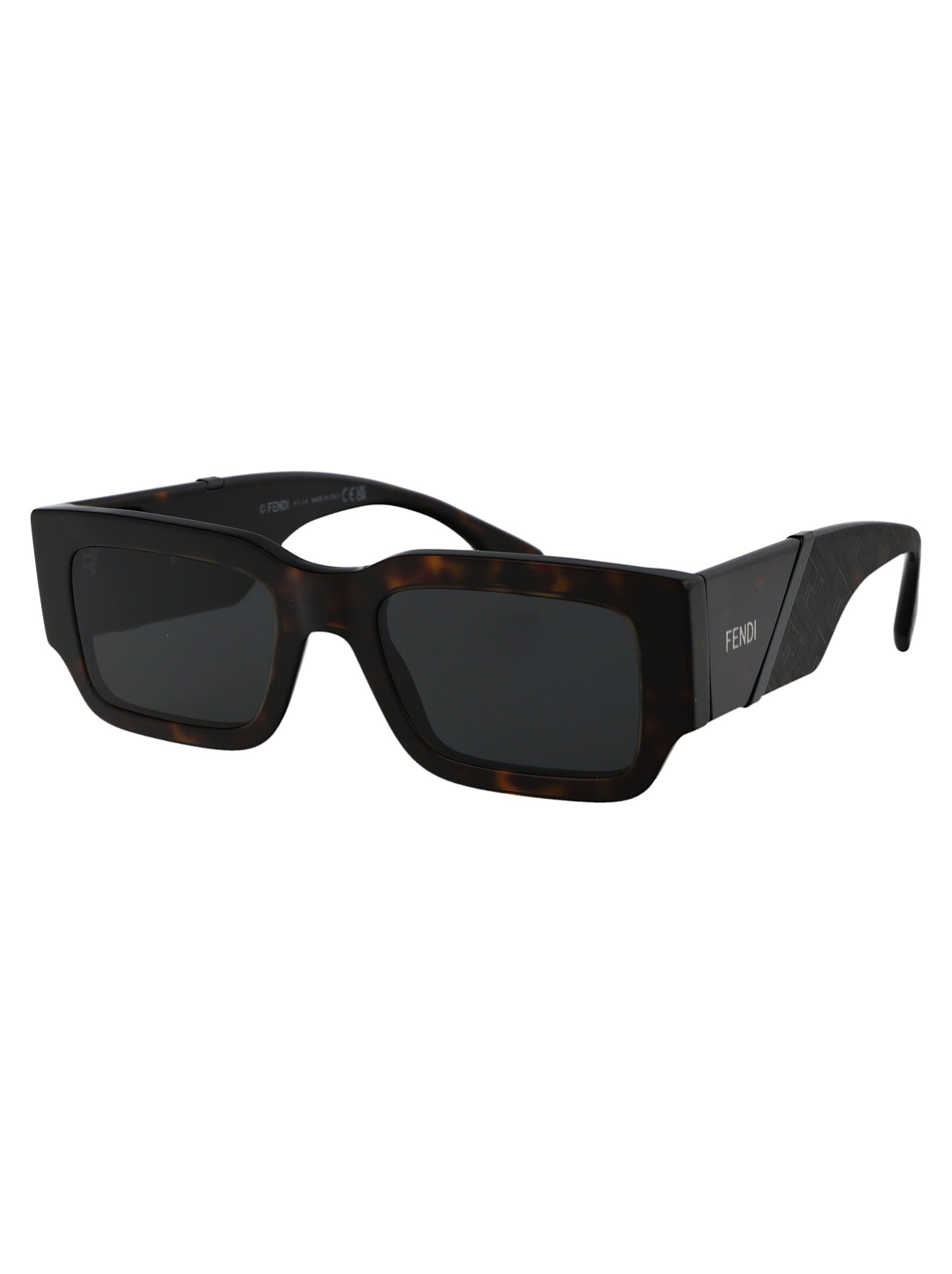 Shop Fendi Diagonal Sunglasses In 52a Dark Havana / Smoke