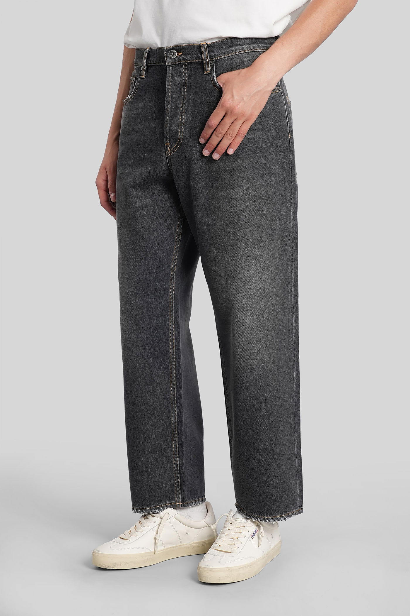 Golden Goose Cory Loose Skate Jeans In Black Denim In Gray