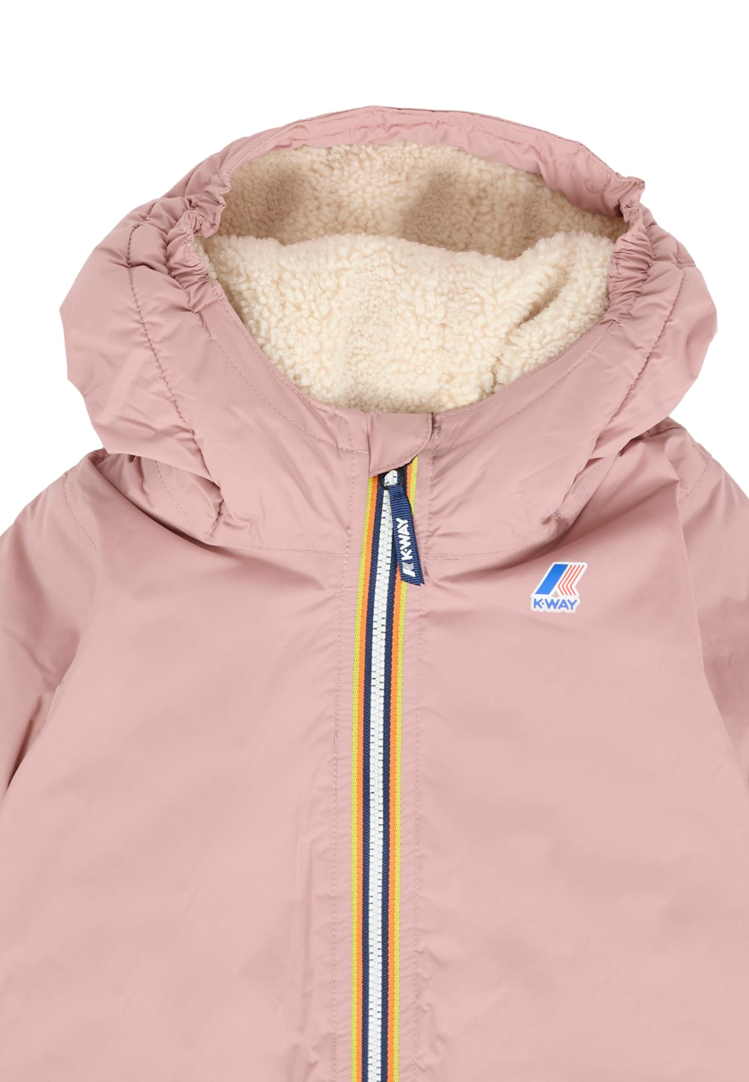 K-way Pink Jacket For Baby Girl With Logo In Pink