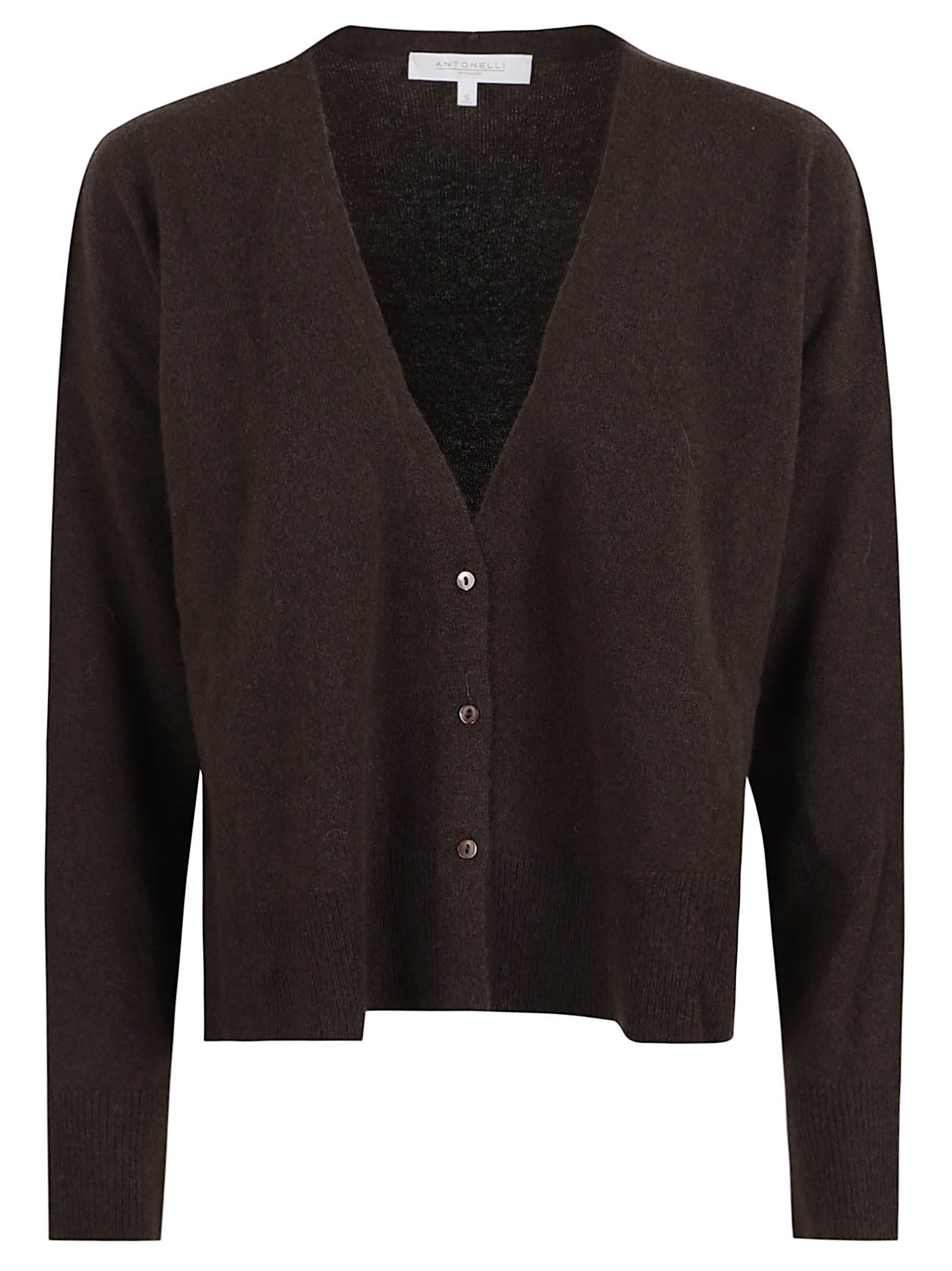 Antonelli V-neck Wool Cardigan In Brown