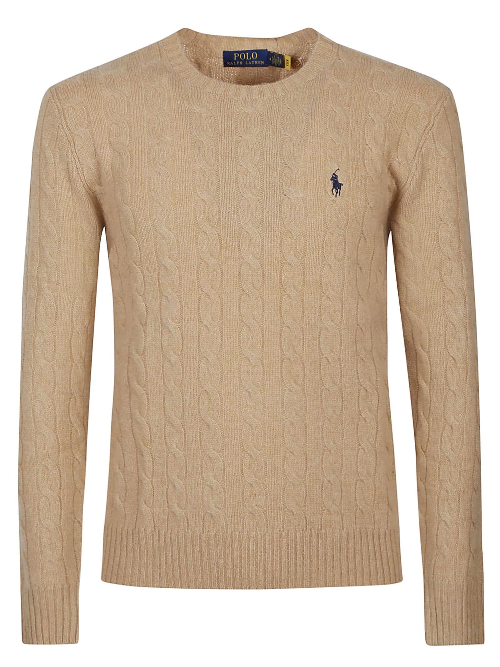 Shop Ralph Lauren Long Sleeve Sweater In Camel Melange