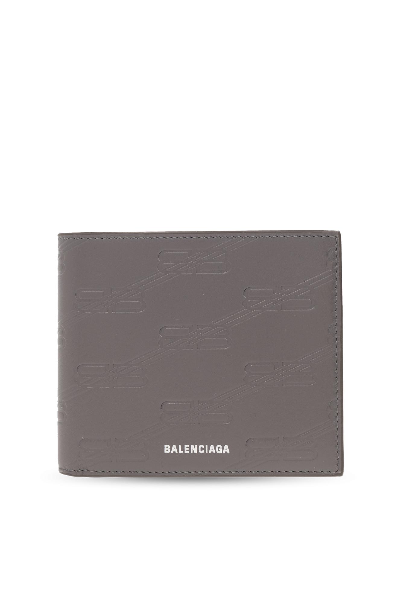 Balenciaga Leather Bifold Wallet In Grey